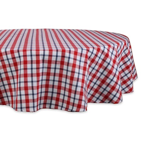 Fastfood 70 in. Round American Plaid Tablecloth FA2567906
